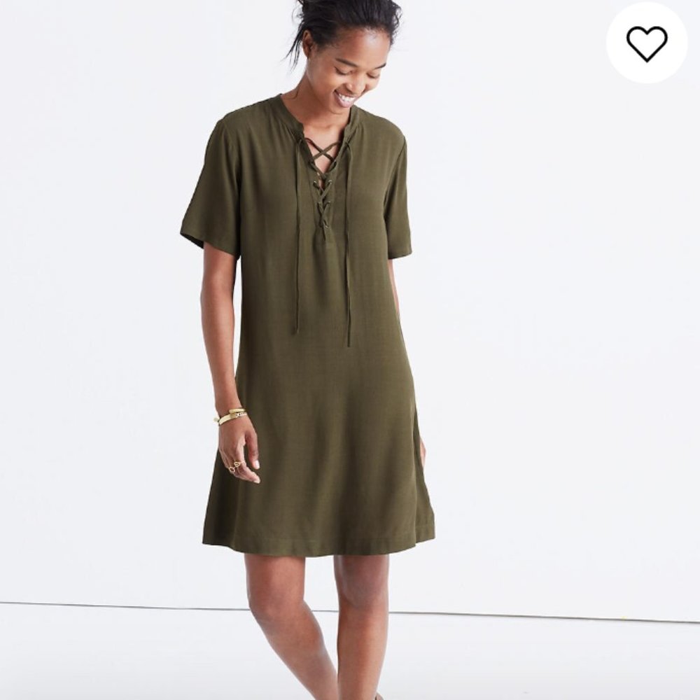 MADEWELL dark green Novella Lace-Up mini Dress